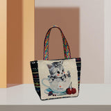 Maxbell Women Canvas Shoulder Bag Vacation Lightweight Shopping Bag Satchel Casual Cat