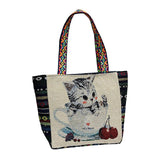 Maxbell Women Canvas Shoulder Bag Vacation Lightweight Shopping Bag Satchel Casual Cat