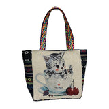 Maxbell Women Canvas Shoulder Bag Vacation Lightweight Shopping Bag Satchel Casual Cat