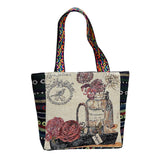 Maxbell Women Canvas Shoulder Bag Vacation Lightweight Shopping Bag Satchel Casual Flower