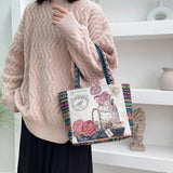 Maxbell Women Canvas Shoulder Bag Vacation Lightweight Shopping Bag Satchel Casual Flower