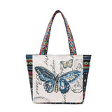 Maxbell Women Canvas Shoulder Bag Vacation Lightweight Shopping Bag Satchel Casual Butterfly