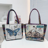 Maxbell Women Canvas Shoulder Bag Vacation Lightweight Shopping Bag Satchel Casual Butterfly