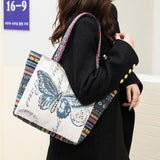 Maxbell Women Canvas Shoulder Bag Vacation Lightweight Shopping Bag Satchel Casual Butterfly