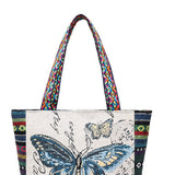 Maxbell Women Canvas Shoulder Bag Vacation Lightweight Shopping Bag Satchel Casual Butterfly