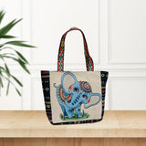 Maxbell Women Canvas Shoulder Bag Vacation Lightweight Shopping Bag Satchel Casual Blue Elephant