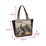 Maxbell Women Canvas Shoulder Bag Vacation Lightweight Shopping Bag Satchel Casual Peacock