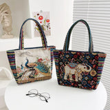 Maxbell Women Canvas Shoulder Bag Vacation Lightweight Shopping Bag Satchel Casual Peacock