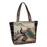 Maxbell Women Canvas Shoulder Bag Vacation Lightweight Shopping Bag Satchel Casual Peacock