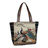 Maxbell Women Canvas Shoulder Bag Vacation Lightweight Shopping Bag Satchel Casual Peacock