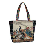 Maxbell Women Canvas Shoulder Bag Vacation Lightweight Shopping Bag Satchel Casual Peacock