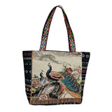 Maxbell Women Canvas Shoulder Bag Vacation Lightweight Shopping Bag Satchel Casual Peacock