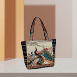 Maxbell Women Canvas Shoulder Bag Vacation Lightweight Shopping Bag Satchel Casual Peacock