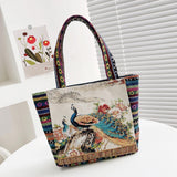Maxbell Women Canvas Shoulder Bag Vacation Lightweight Shopping Bag Satchel Casual Peacock