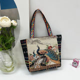 Maxbell Women Canvas Shoulder Bag Vacation Lightweight Shopping Bag Satchel Casual Peacock