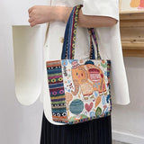Maxbell Women Canvas Shoulder Bag Vacation Lightweight Shopping Bag Satchel Casual Orange Elephant