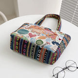 Maxbell Women Canvas Shoulder Bag Vacation Lightweight Shopping Bag Satchel Casual Orange Elephant