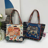Maxbell Women Canvas Shoulder Bag Vacation Lightweight Shopping Bag Satchel Casual Orange Elephant