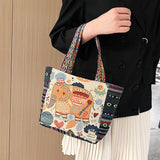 Maxbell Women Canvas Shoulder Bag Vacation Lightweight Shopping Bag Satchel Casual Orange Elephant