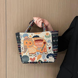 Maxbell Women Canvas Shoulder Bag Vacation Lightweight Shopping Bag Satchel Casual Orange Elephant