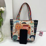 Maxbell Women Canvas Shoulder Bag Vacation Lightweight Shopping Bag Satchel Casual Orange Elephant