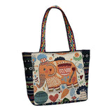 Maxbell Women Canvas Shoulder Bag Vacation Lightweight Shopping Bag Satchel Casual Orange Elephant