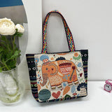 Maxbell Women Canvas Shoulder Bag Vacation Lightweight Shopping Bag Satchel Casual Orange Elephant