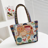 Maxbell Women Canvas Shoulder Bag Vacation Lightweight Shopping Bag Satchel Casual Orange Elephant