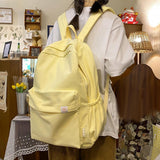 Maxbell Solid Color Backpack Lightweight for Camping Outdoor Activities Short Trips Yellow