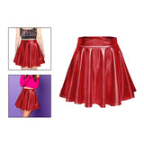 Maxbell A Line Mini Skirt Comfortable Versatile Pleated Skirt for Travel Red Small