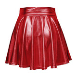 Maxbell A Line Mini Skirt Comfortable Versatile Pleated Skirt for Travel Red Medium