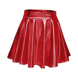 Maxbell A Line Mini Skirt Comfortable Versatile Pleated Skirt for Travel Red Medium