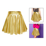 Maxbell A Line Mini Skirt Comfortable Versatile Pleated Skirt for Travel Aureate Medium