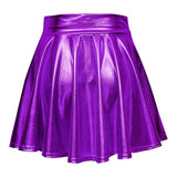 Maxbell A Line Mini Skirt Comfortable Versatile Pleated Skirt for Travel Violet Small