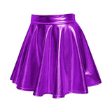 Maxbell A Line Mini Skirt Comfortable Versatile Pleated Skirt for Travel Violet Medium