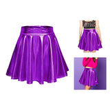Maxbell A Line Mini Skirt Comfortable Versatile Pleated Skirt for Travel Violet Large