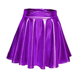 Maxbell A Line Mini Skirt Comfortable Versatile Pleated Skirt for Travel Violet XL