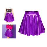 Maxbell A Line Mini Skirt Comfortable Versatile Pleated Skirt for Travel Violet XL