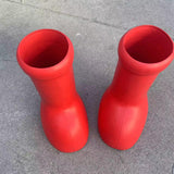 Maxbell Rain Boots Lightweight Big and Round Toe Shoes for Party Outdoor Holidays Red for Kid 31-35