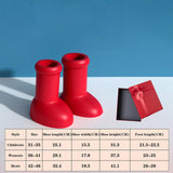 Maxbell Rain Boots Lightweight Big and Round Toe Shoes for Party Outdoor Holidays Red for Kid 31-35
