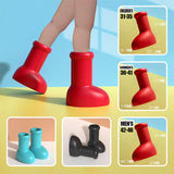 Maxbell Rain Boots Lightweight Big and Round Toe Shoes for Party Outdoor Holidays Red Adult 42-46