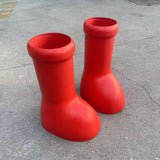 Maxbell Rain Boots Lightweight Big and Round Toe Shoes for Party Outdoor Holidays Red Adult 42-46