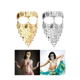 Maxbell Cosplay Belly Dance Face Veil Metal Veils for Masquerade Party Supplies Prom Aureate