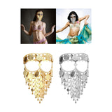 Maxbell Cosplay Belly Dance Face Veil Metal Veils for Masquerade Party Supplies Prom Aureate
