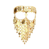 Maxbell Cosplay Belly Dance Face Veil Metal Veils for Masquerade Party Supplies Prom Aureate
