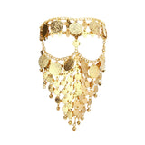Maxbell Cosplay Belly Dance Face Veil Metal Veils for Masquerade Party Supplies Prom Aureate