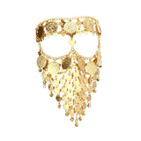 Maxbell Cosplay Belly Dance Face Veil Metal Veils for Masquerade Party Supplies Prom Aureate