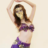 Maxbell Cosplay Belly Dance Face Veil Metal Veils for Masquerade Party Supplies Prom Aureate
