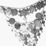 Maxbell Cosplay Belly Dance Face Veil Metal Veils for Masquerade Party Supplies Prom Argent