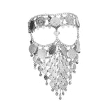 Maxbell Cosplay Belly Dance Face Veil Metal Veils for Masquerade Party Supplies Prom Argent